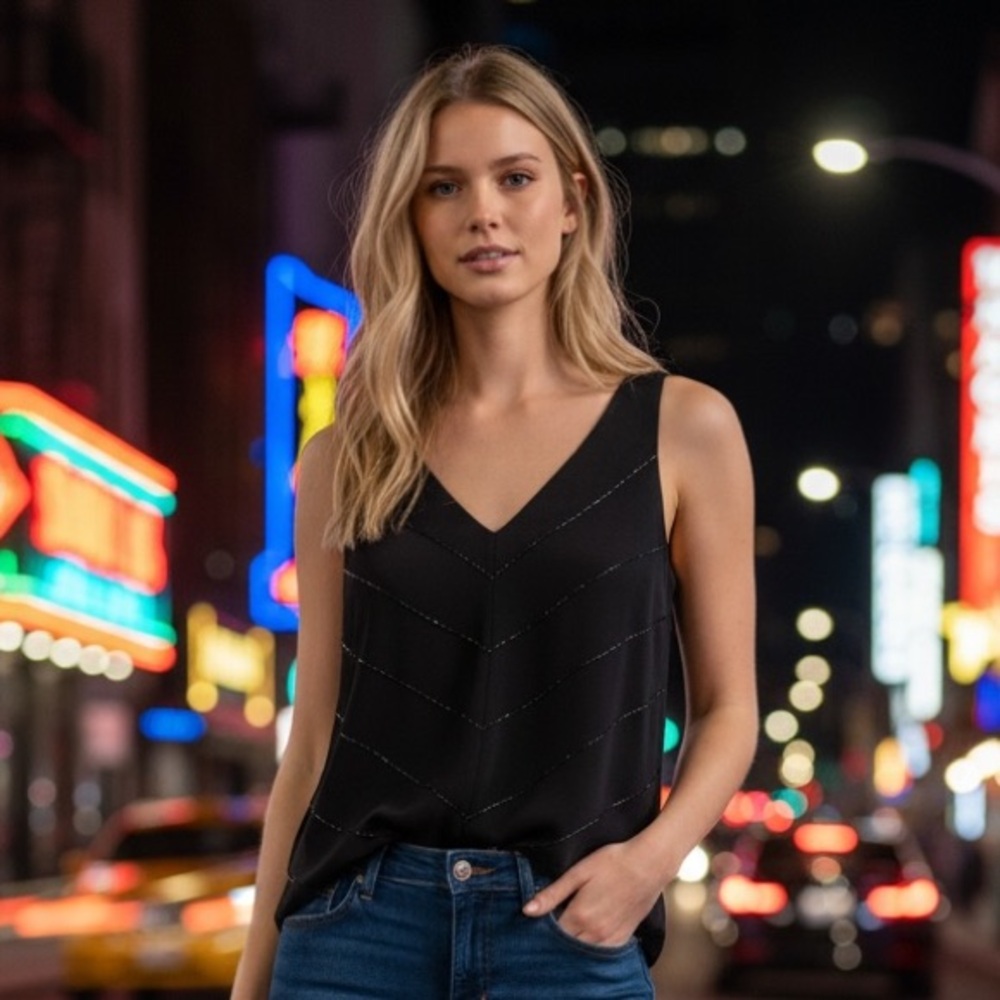 Vintage Jones New York Elegant Black Sleeveless Blouse - Picture 3 of 7